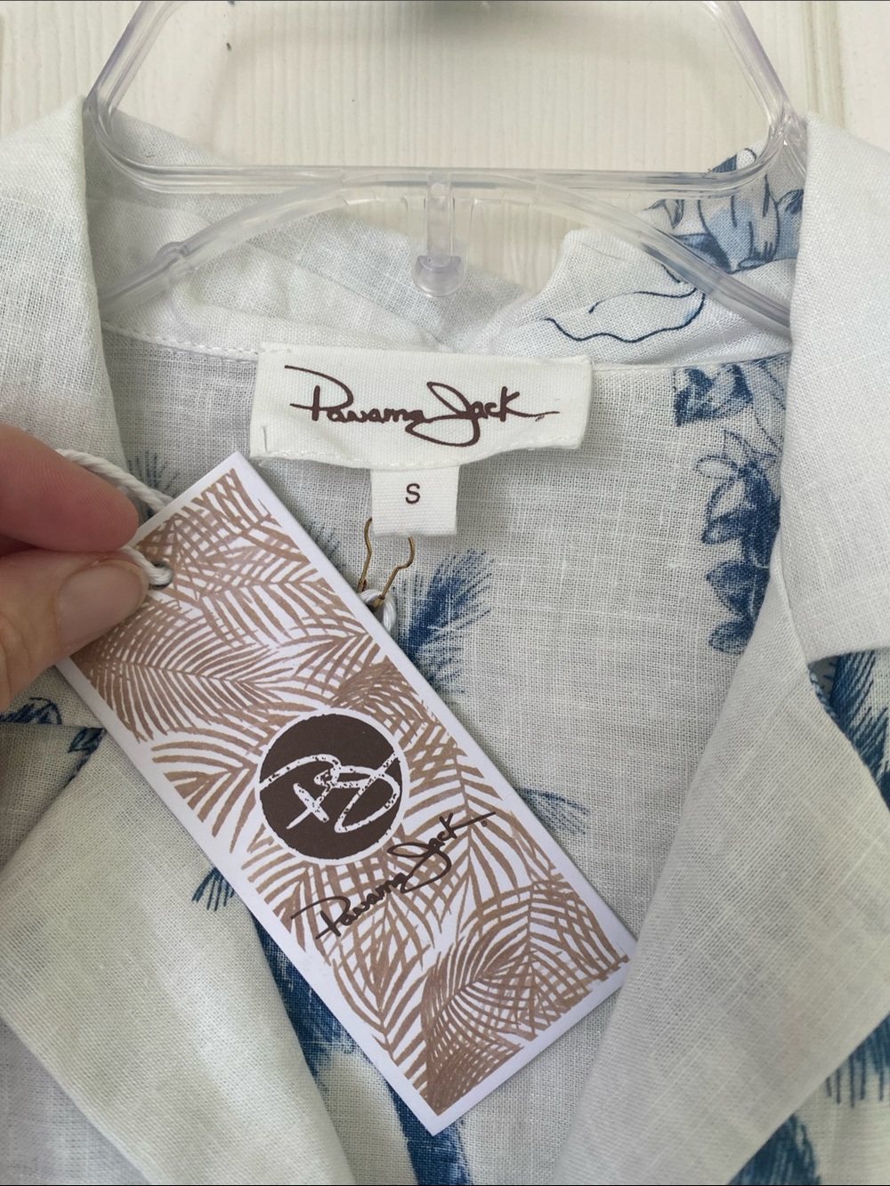 Panama Jack White and Blue Tropical Button-Down Shirt - Picture 2 of 6